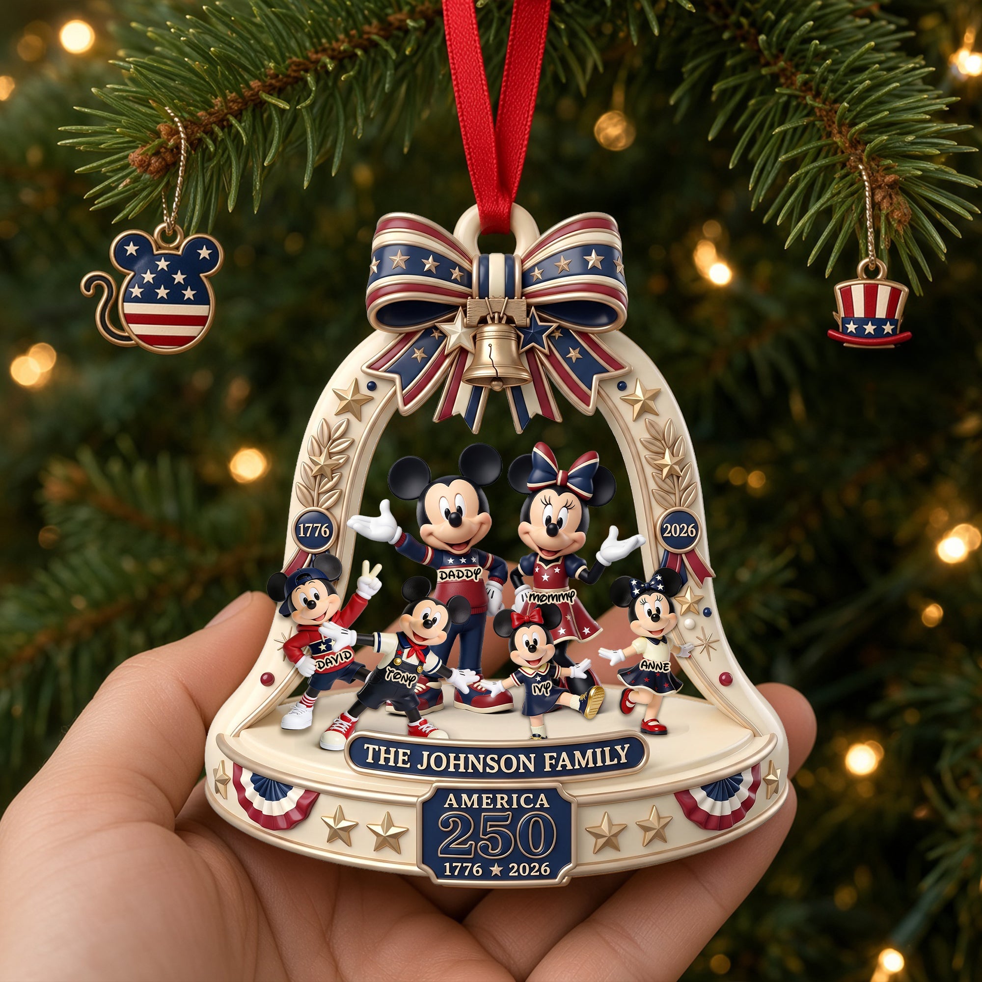 Celebrate Your Family's Legacy - Proud Patriot Family Acrylic Ornament - Personalized Christmas Gift