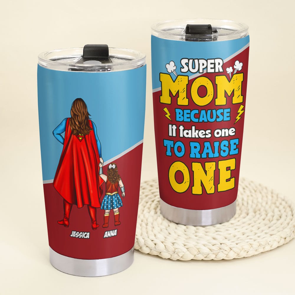 Personalized Super Mom Tumbler for Mother's Day Tumbler Cup PopCulturePrints