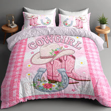 Load image into Gallery viewer, “Embrace Your Inner Cowgirl” - Rustic Cowgirl Quilt Bedding Set - Personalized Gifts for Cowgirls Bedding Set PopCulturePrints
