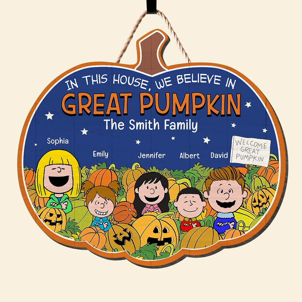 Personalized Halloween Family Pumpkin Wood Sign - Great Pumpkin Believers