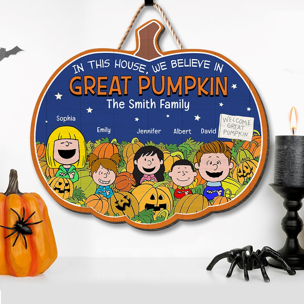 Personalized Halloween Family Pumpkin Wood Sign - Great Pumpkin Believers