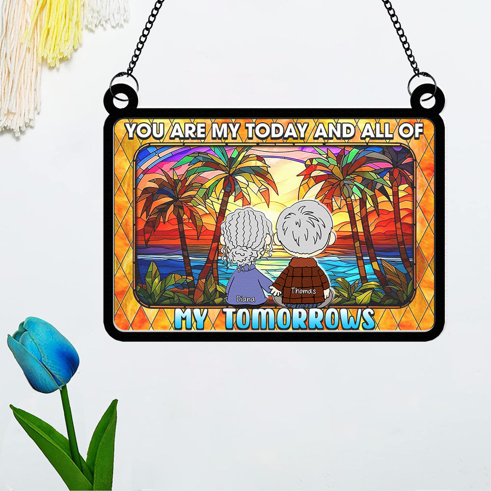 Personalized Suncatcher Ornament for Couples - Cartoon Hand-Holding Design Ornament PopCulturePrints