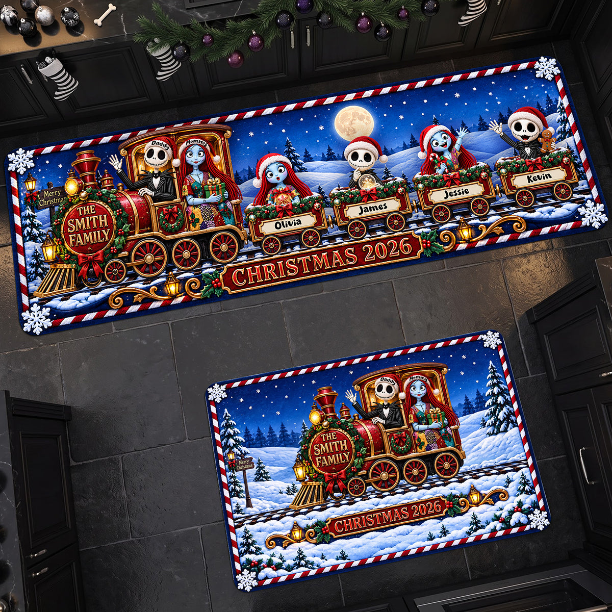 The Spooky Express Family Runner Rug - Personalized Gifts For Family 03TYTA220926 Doormat PopCulturePrints