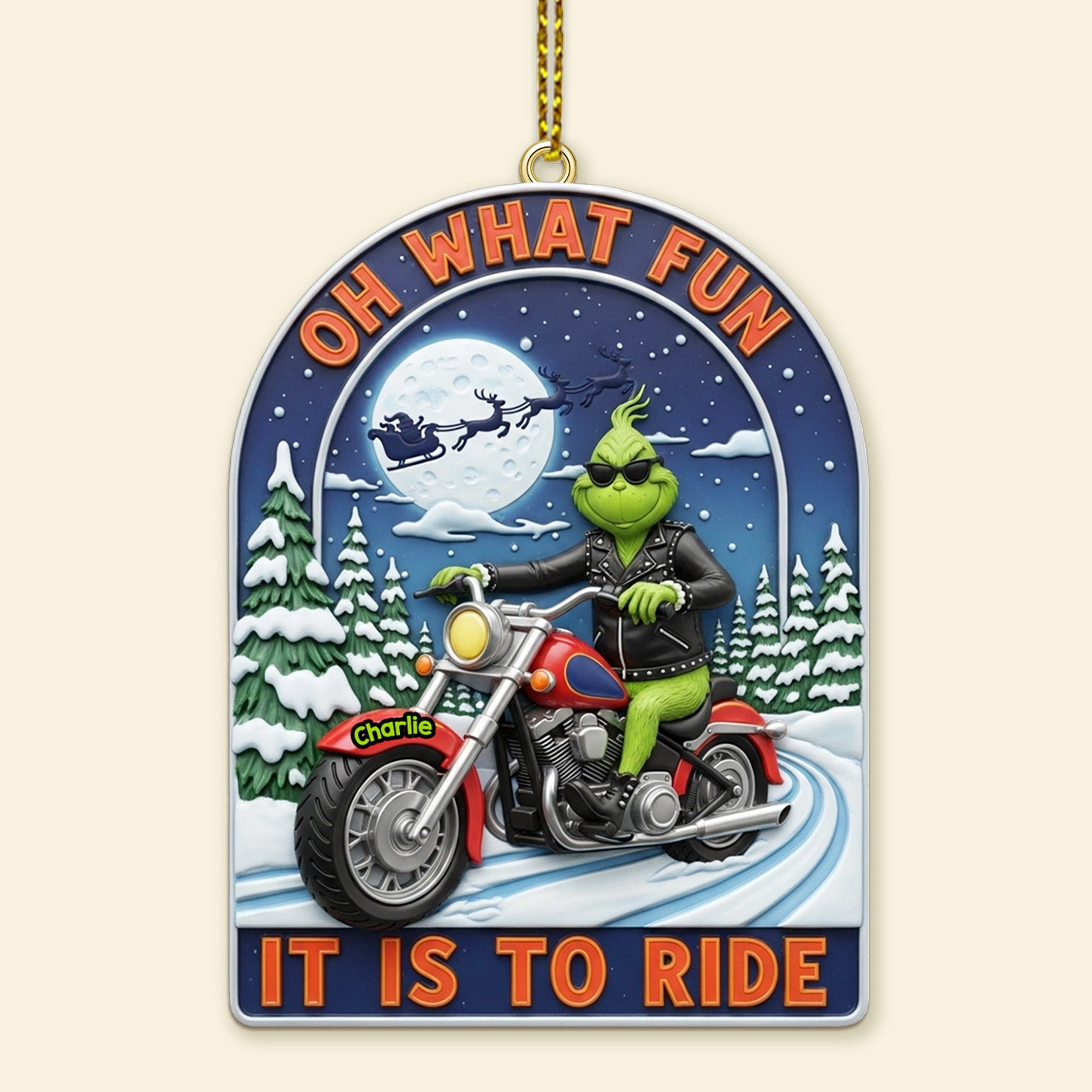 Oh What Fun, It Is To Ride - Personalized Acrylic Ornament for Christmas Ornament PopCulturePrints