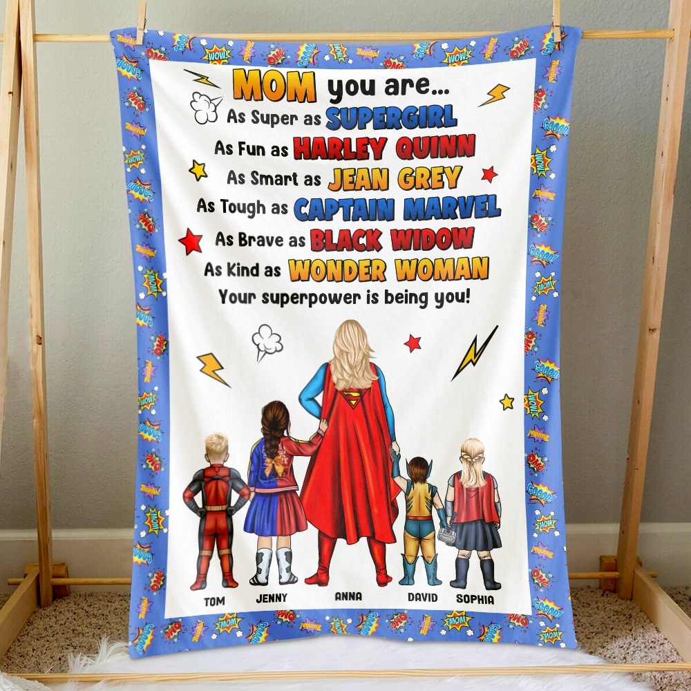 Supermom Personalized Blanket - Custom Mother's Day Gift Blanket PopCulturePrints
