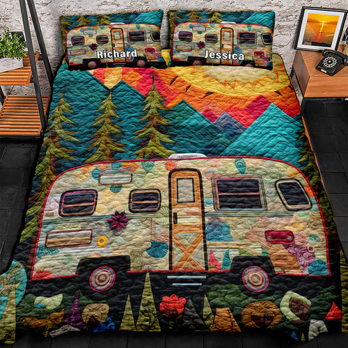 Personalized Camping Lovers Quilt & Bedding Set - Perfect Gift for Adventurers Blanket PopCulturePrints