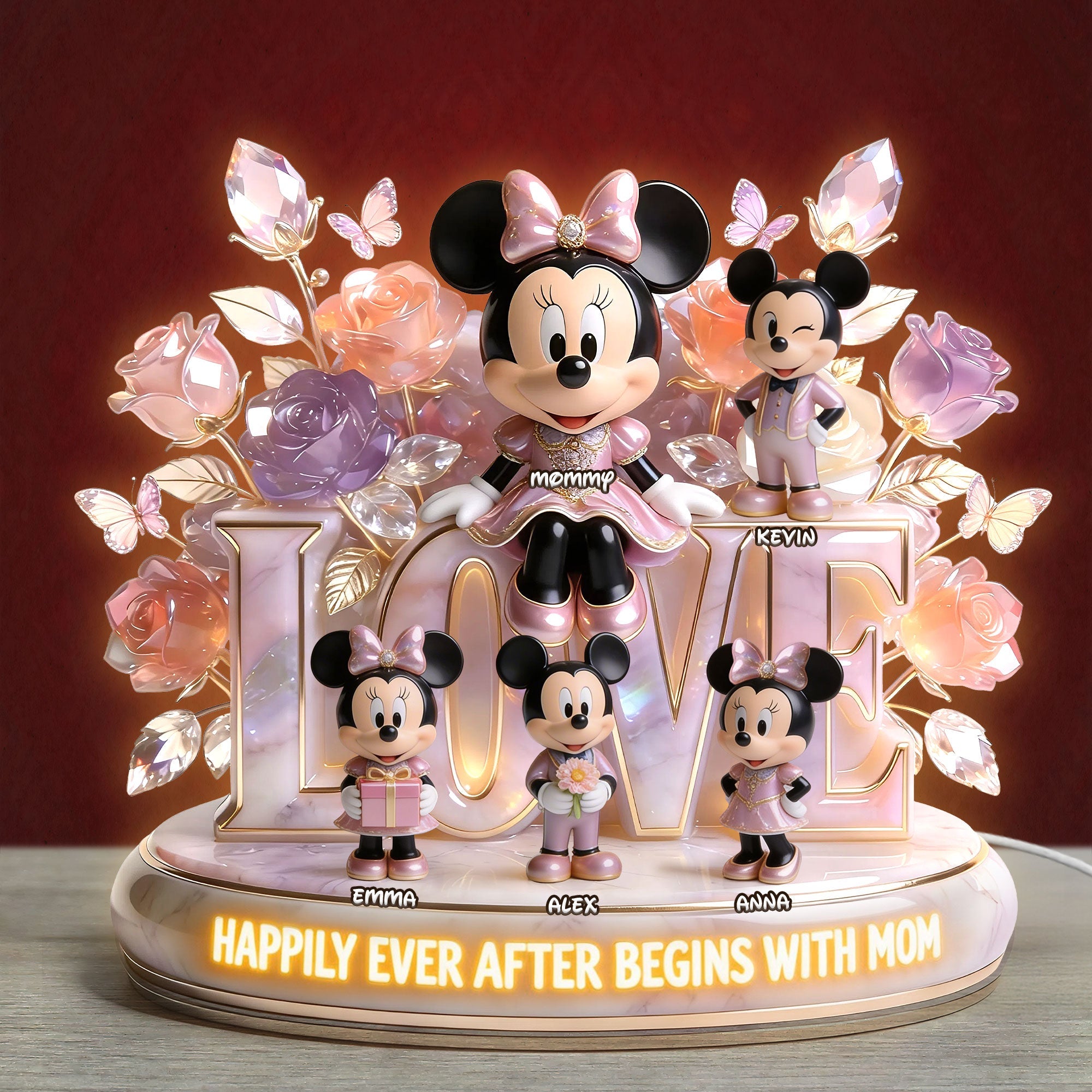 Happily Ever After Begins With Mom - Personalized Acrylic Light Box for Mother's Day Light Box PopCulturePrints