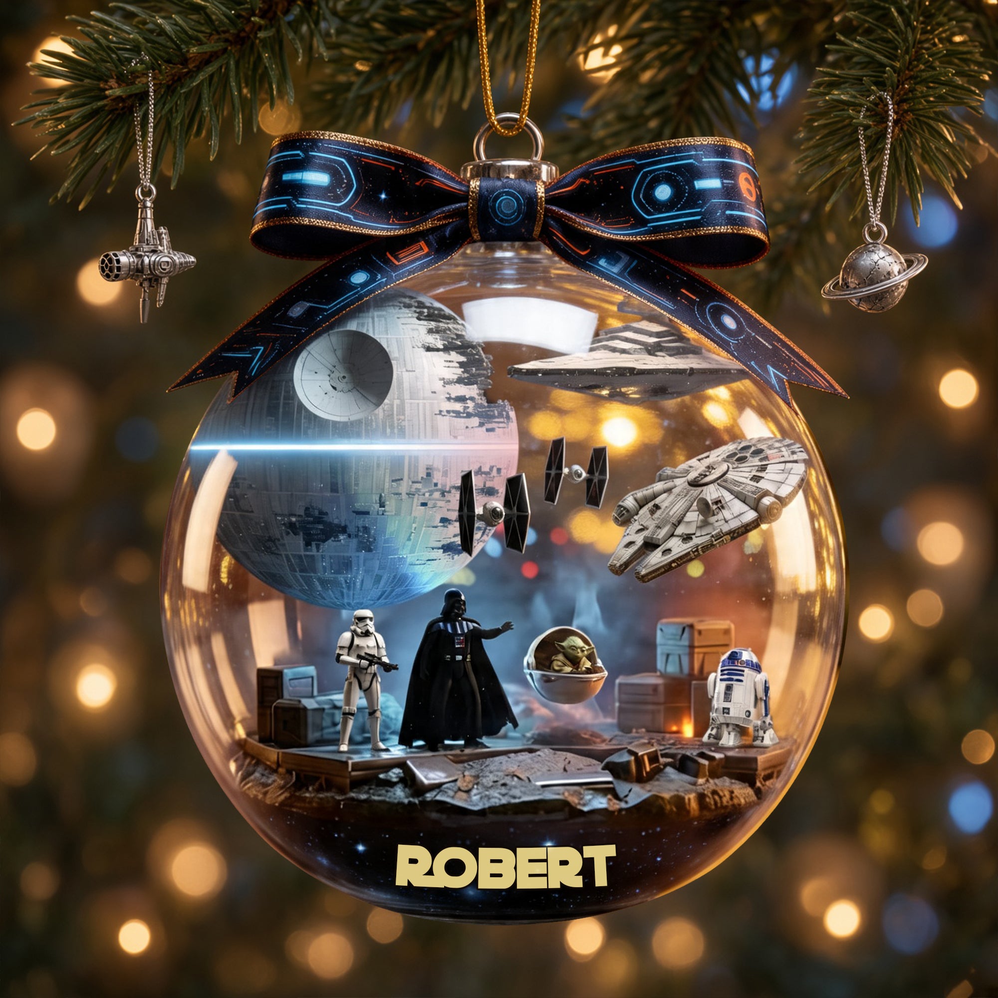 "Reach for the Stars: Personalized Space Scene Ornament - Custom Gift for Space Lovers"
