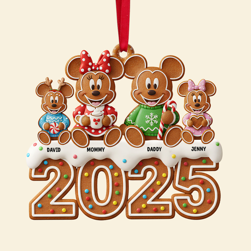 Bring Home the Cheer: Personalized Cartoon Gingerbread Family Christmas Ornament Ornament PopCulturePrints