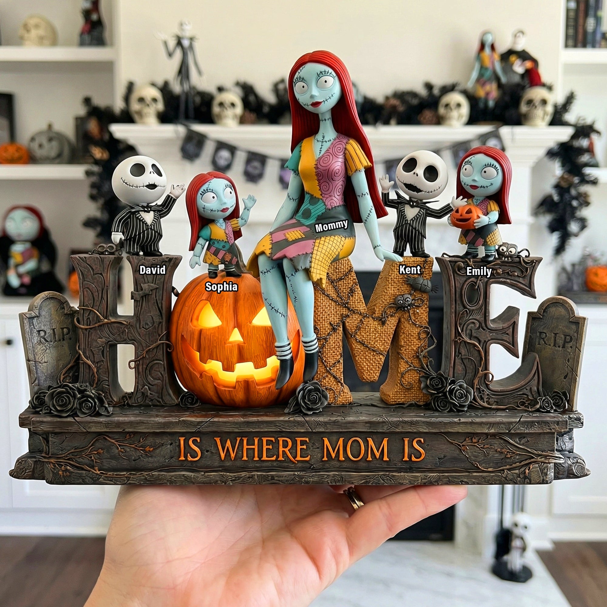 Home is Where Mom Is - Personalized Mom and Kids Spooky Acrylic Plaque - Gift for Mom, Grandmother, and More Shaped Plaques PopCulturePrints