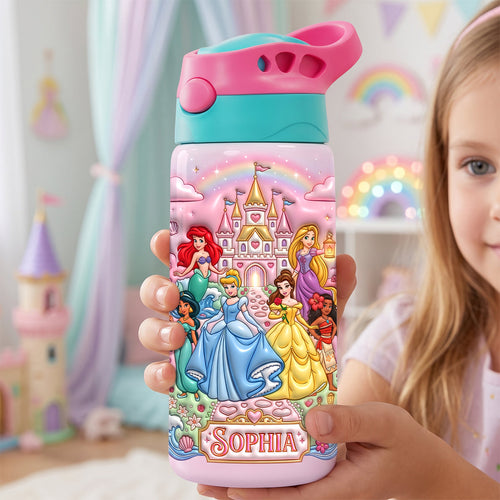 “Every Sip is a Fairytale!” - Fairytale Princess 12oz Colorful Kid Tumbler, Personalized Gift for Kids Tumbler Cup PopCulturePrints