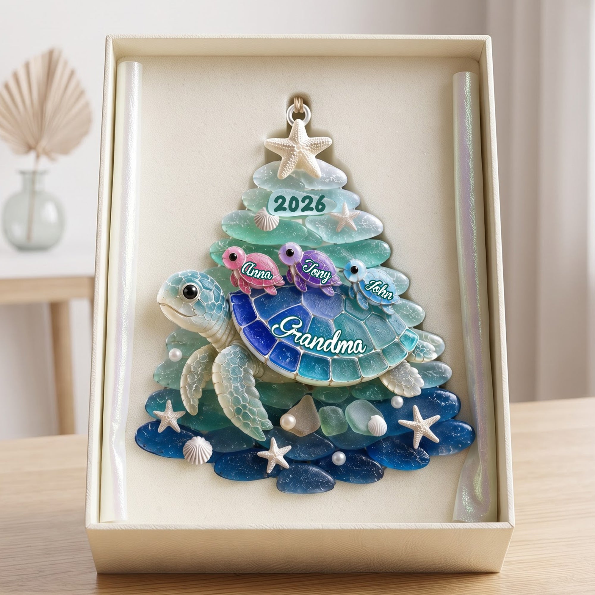 “Turtle Grandma: A Family Keepsake for Every Generation” - Personalized Acrylic Ornament - Gift for Grandma, Mom, or any Special Loved One Ornament PopCulturePrints