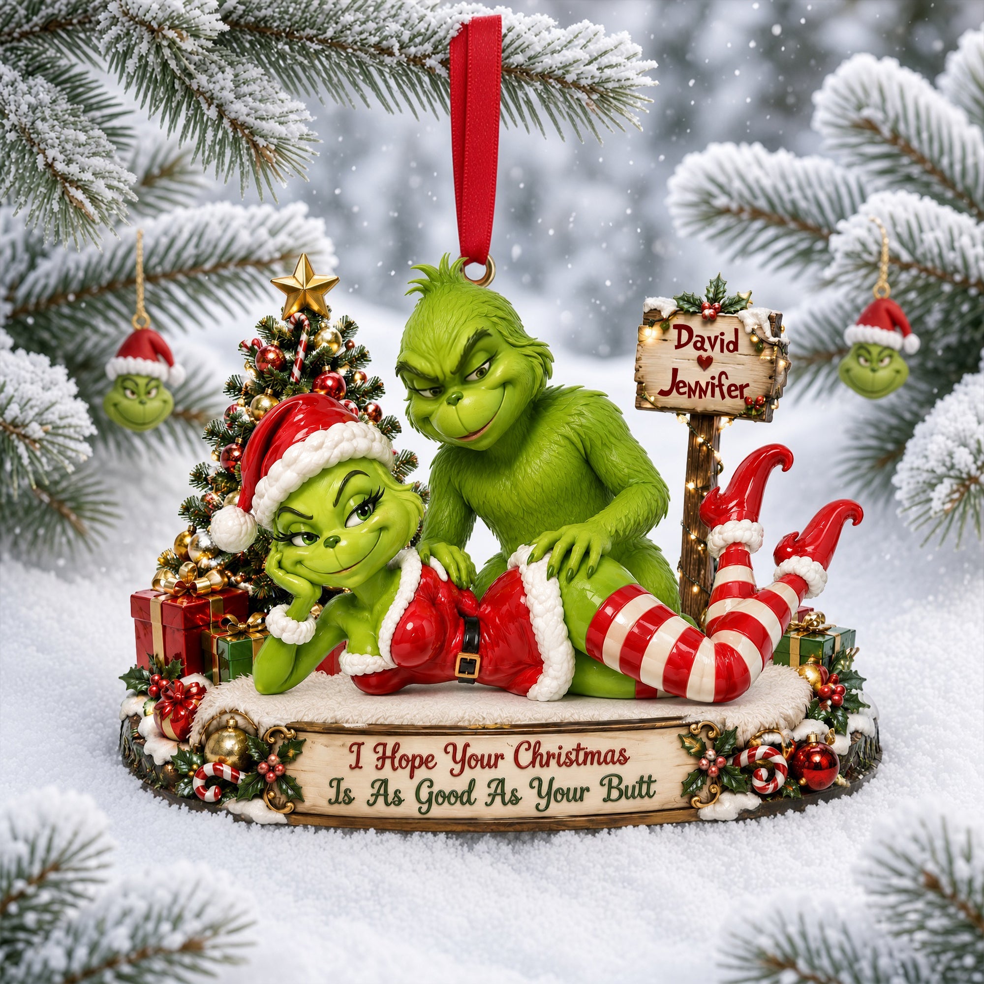 I Hope Your Christmas Is As Good As Your Butt - Personalized Cheeky Christmas Couple Ornament