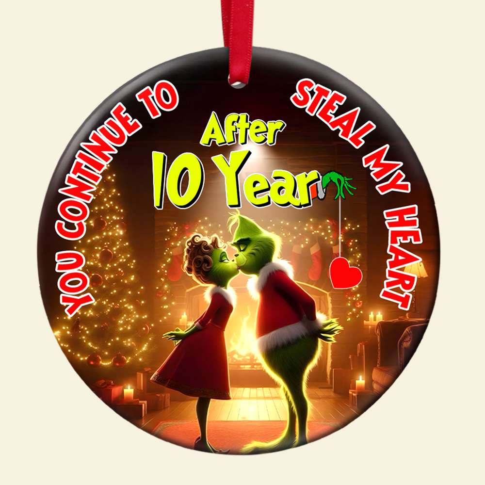 Personalized Couple's Christmas Ornament - Commemorate 10 Years Together - Valentine's Day Gifts Ornament PopCulturePrints