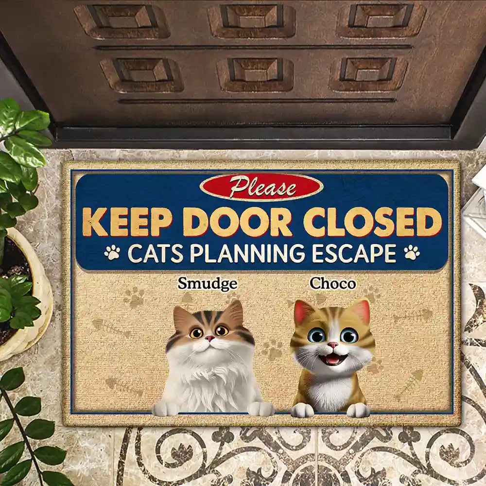 Please Keep Door Closed - Funny Personalized Doormat for Pet Lovers Doormat PopCulturePrints