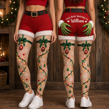 Load image into Gallery viewer, This Butt Belongs To William - Funny Personalized Christmas Leggings for Couples Shorts and Pants PopCulturePrints
