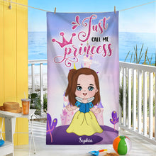 Load image into Gallery viewer, Personalized 'Just Call Me Princess' Beach Towel for Kids Beach Towel PopCulturePrints
