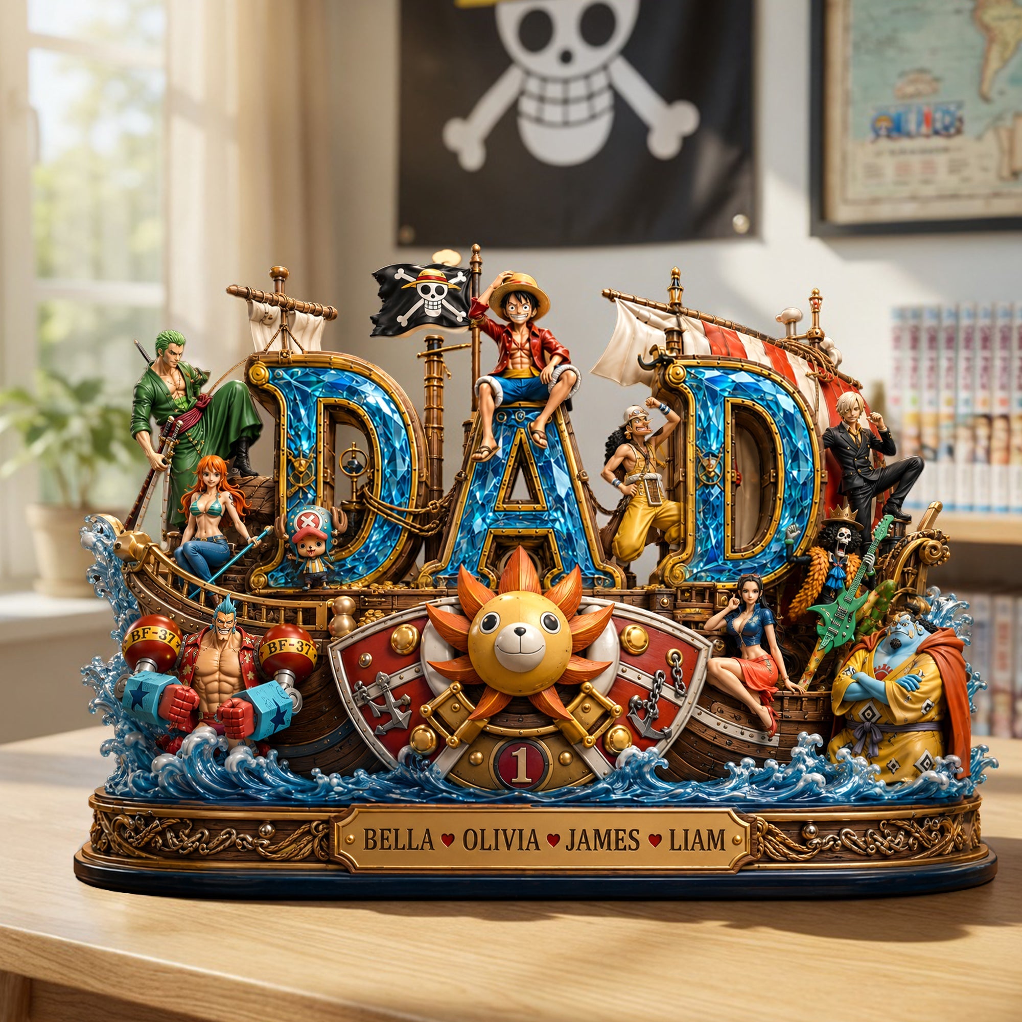 "Set Sail on Adventure with Dad!" - Personalized Acrylic Plaque - Unique Gift for Dad, Grandpa, and More Shaped Plaques PopCulturePrints