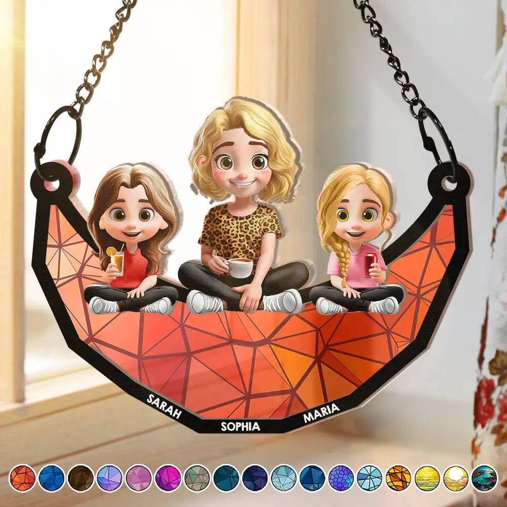 "We Love You Mom" - Personalized 3D Cartoon Suncatcher Ornament - Gift for Mom, Daughter, Son, Grandma Suncatcher Ornament PopCulturePrints