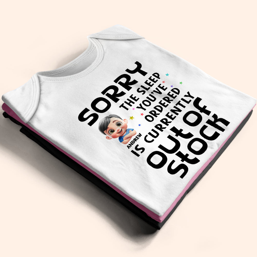 Sorry, The Sleep You've Ordered Is Currently Out Of Stock - Personalized Baby Onesie Gift for New Moms, Grandmas & Baby Showers Baby Onesie PopCulturePrints