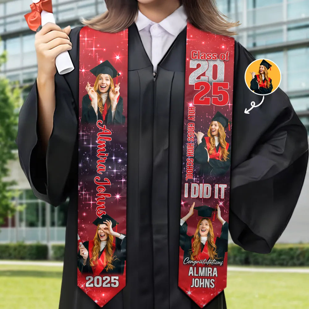 Custom Photo: She Believed She Could So She Did - Personalized Stoles Stoles PopCulturePrints