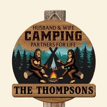 Load image into Gallery viewer, Personalized Bigfoot Camping Couple Wood Sign - Custom Outdoor Valentine's Day Gifts Wood Sign PopCulturePrints
