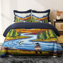 Load image into Gallery viewer, “Catch the Perfect Gift!” – Fisherman Quilt Bedding Set – Personalized Fishing Gift for Anglers and Nature Lovers Bedding Set PopCulturePrints
