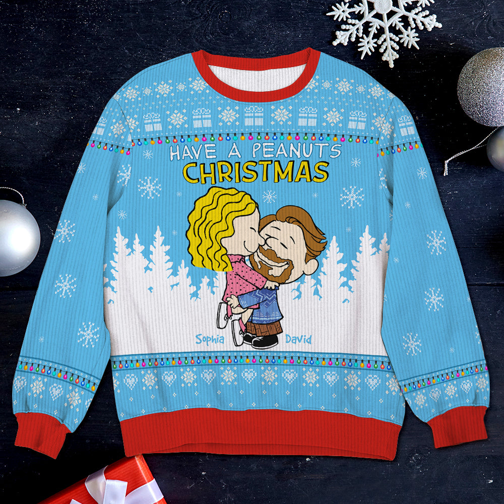 Custom Couple Christmas Sweater - Cute Cartoon Design