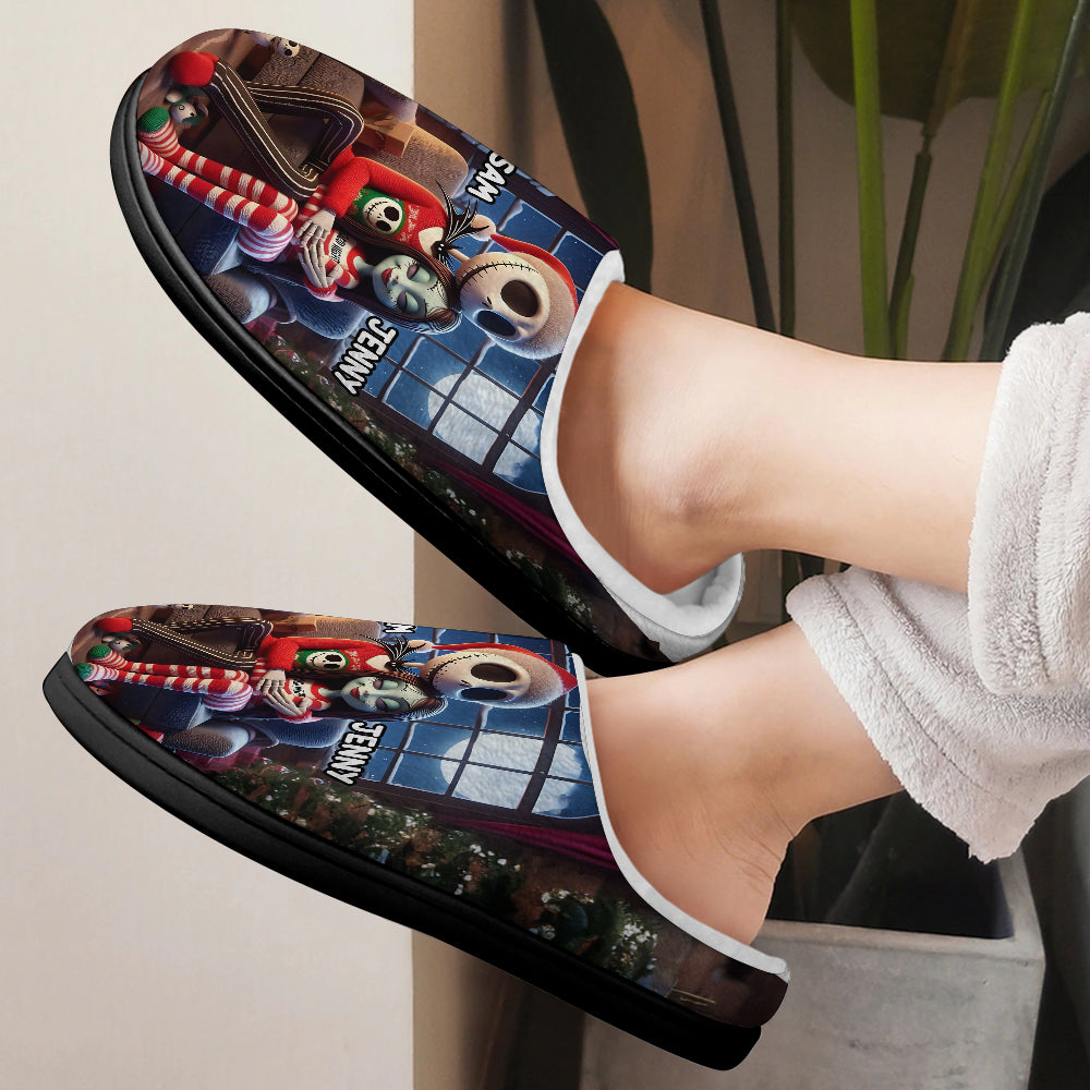 Custom Couple Christmas Slippers | Personalized Festive Comfort | Valentine's Day Gifts Shoes PopCulturePrints