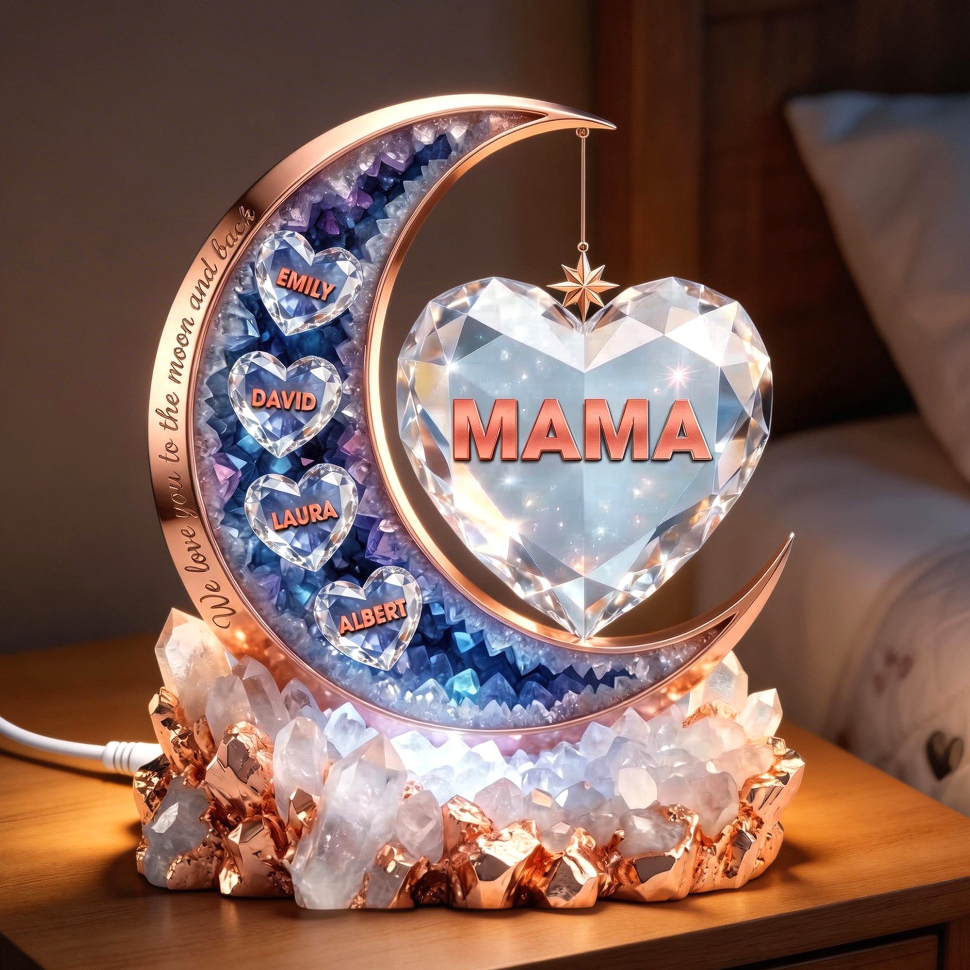 Love Beyond the Moon - Personalized Acrylic Light Box for Mom Light Box PopCulturePrints