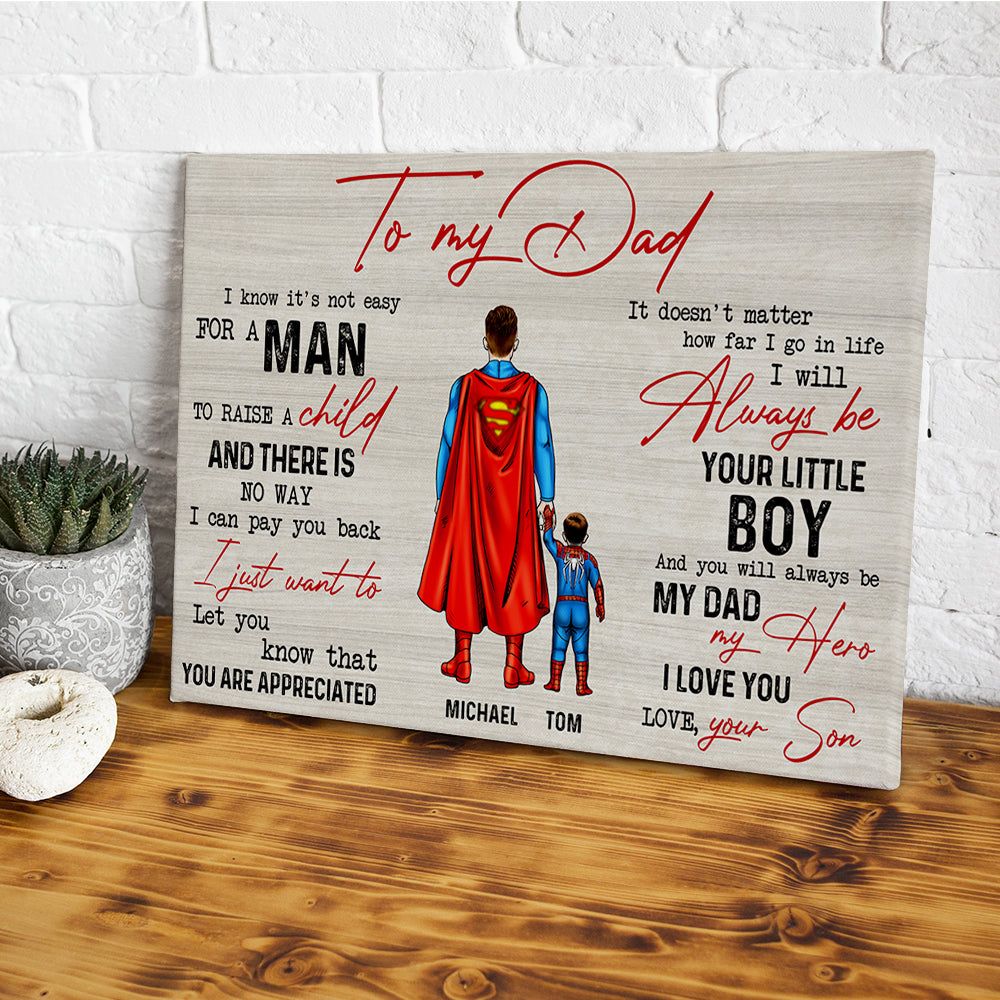 Hero Dad Personalized Canvas Print - Perfect Father's Day Gift Poster & Canvas PopCulturePrints