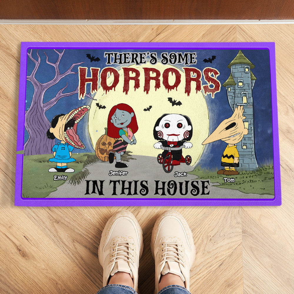 Personalized Horror Cartoon Family Halloween Doormat - Custom Family Name