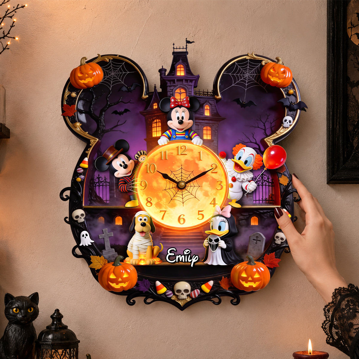 "Time to Spook!" - Spooky Halloween Acrylic Hanging Wall Clock - Personalized Gift for Kids, Friends, and Family