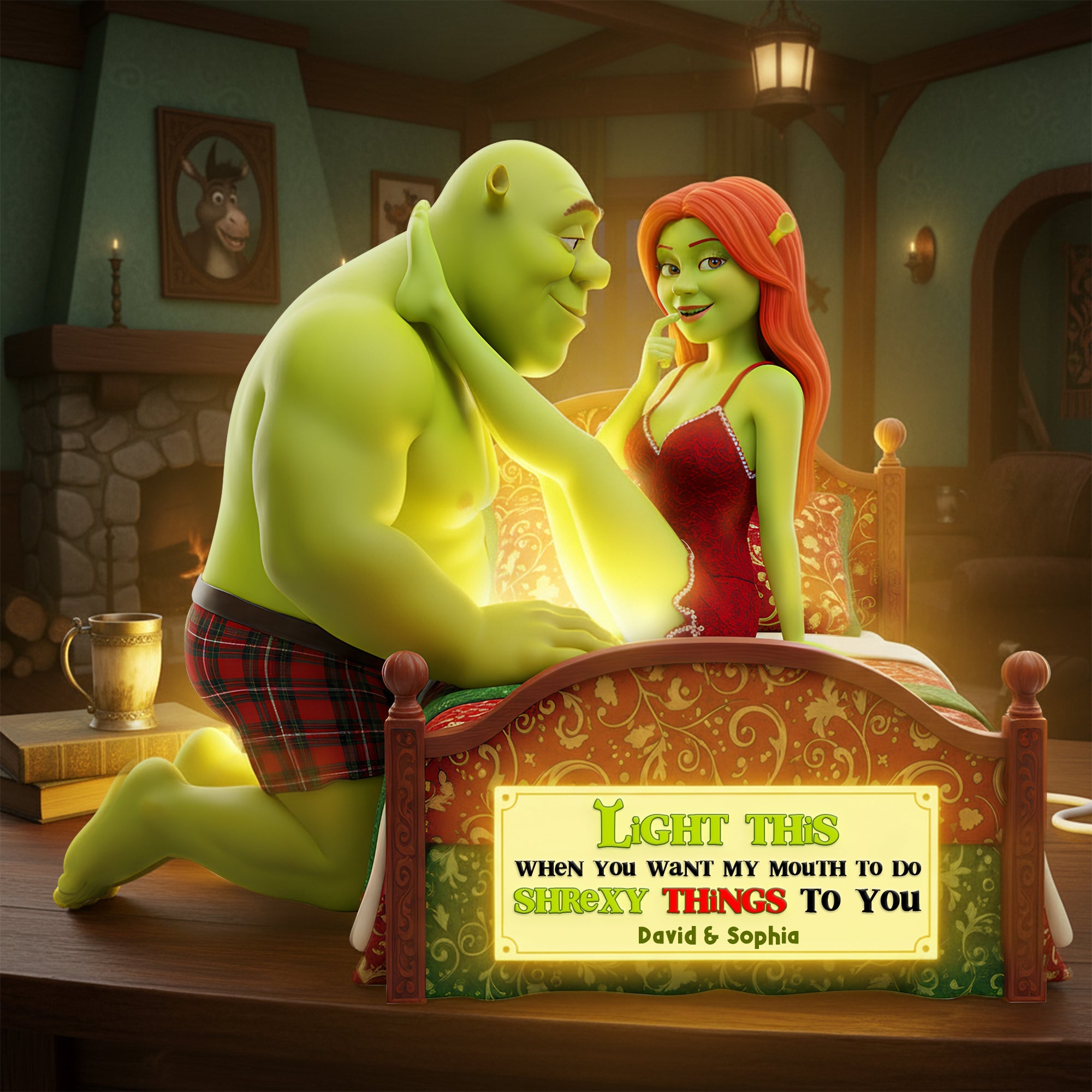 “Light This When You Want My Mouth To Do Shrexy Things To You” - Naughty Couple Acrylic Light Box - Personalized Gifts for Couples Light Box PopCulturePrints