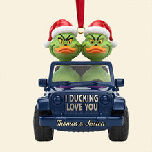 Load image into Gallery viewer, I Ducking Love You - Green Duck Couple Acrylic Ornament | Personalized Gifts for Couples Ornament PopCulturePrints
