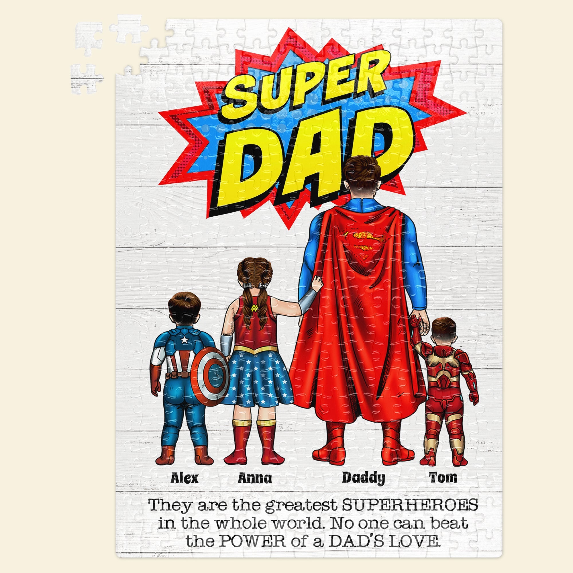 Super Dad Personalized Jigsaw Puzzle - Custom Father's Day Gift Jigsaw Puzzles PopCulturePrints