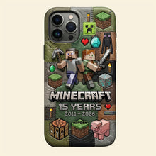 Load image into Gallery viewer, "Celebrate 15 Years of Adventure!" - Personalized Minecraft Phone Case for Fans and Gamers Phone Case PopCulturePrints
