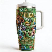 Load image into Gallery viewer, Celebrate Adventure: 40th Anniversary Tumbler - Personalized Gifts for Legend of Zelda Fans Tumbler Cup PopCulturePrints

