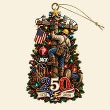 Load image into Gallery viewer, Proud Lineman - Personalized Christmas Ornament - Gift for Linemen and American Patriots Ornament PopCulturePrints
