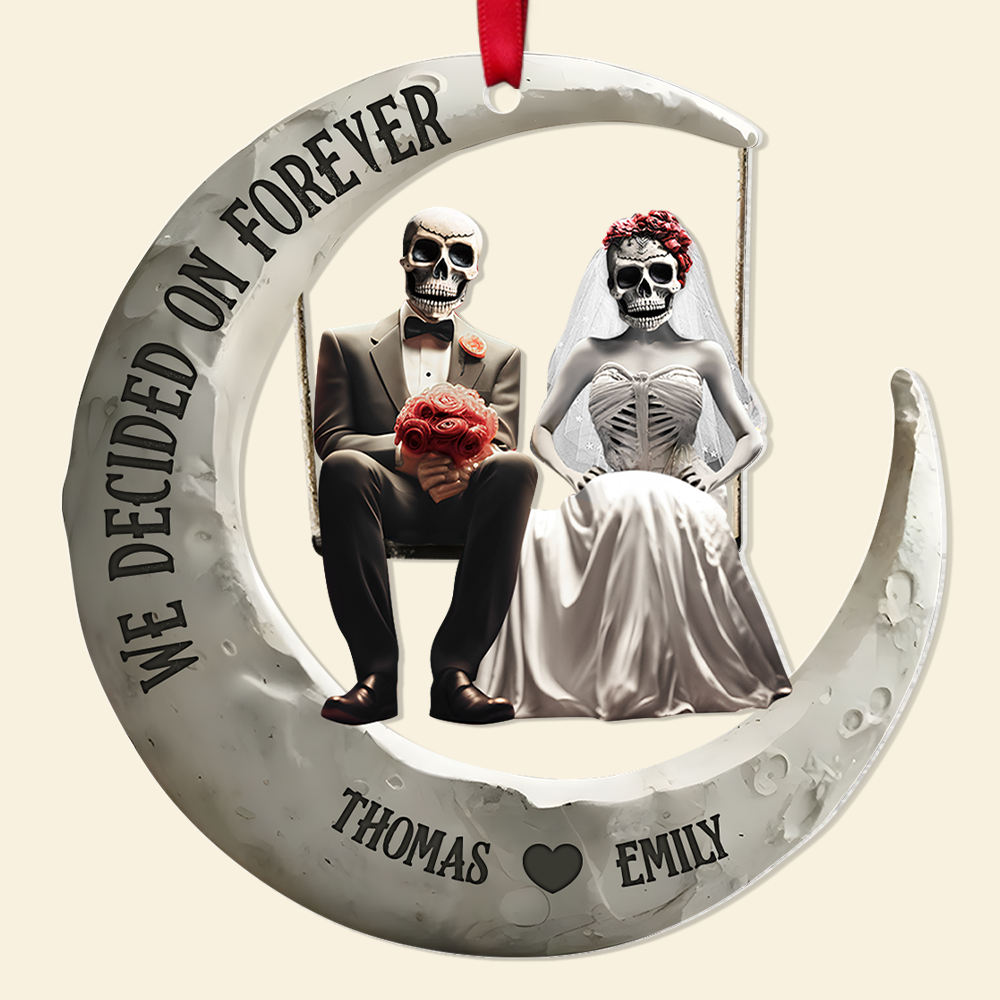 Personalized Christmas Skull Couple Ornament - Forever Love Edition