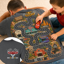 Load image into Gallery viewer, "Life in the Fast Lane: Personalized Retro Race Road Map Shirt - Gift for Dads, Grandpas, and Fathers" AOP Products PopCulturePrints
