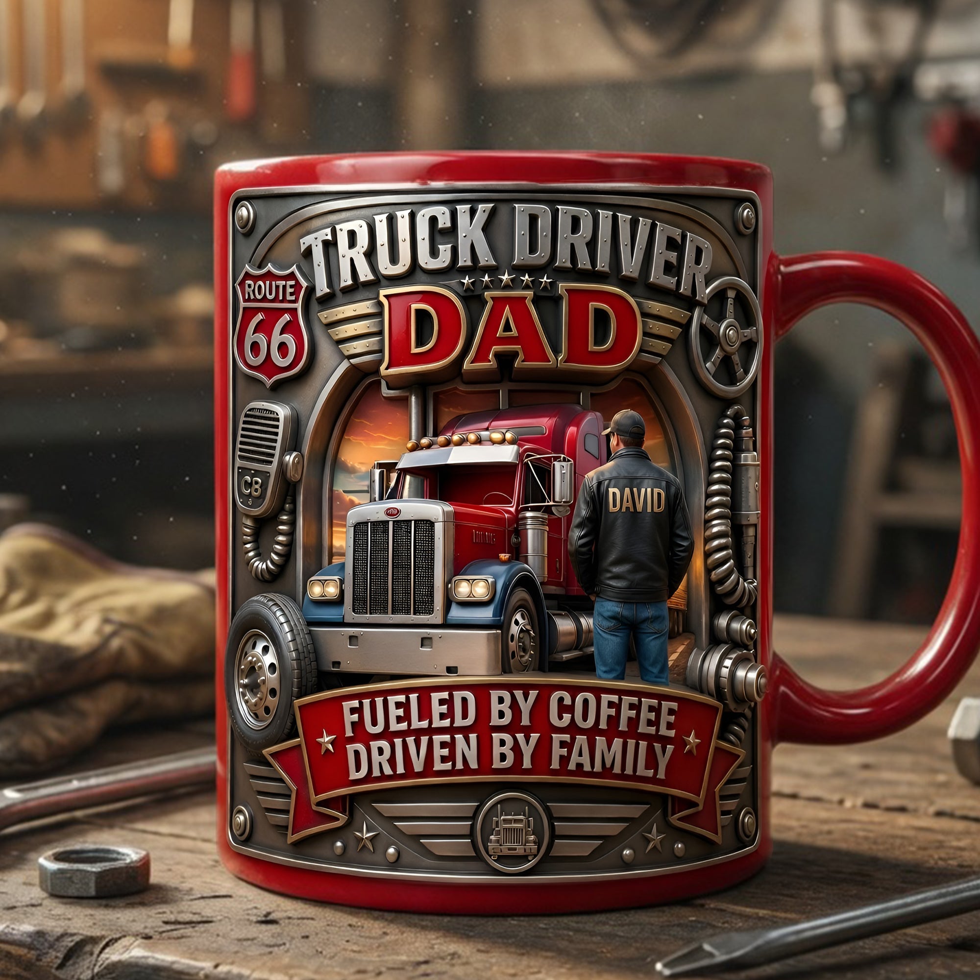"Fueled by Coffee, Driven by Family" - Truck Driver Dad Magic Mug, Personalized Gift for Dad & Grandpa Coffee Mug PopCulturePrints