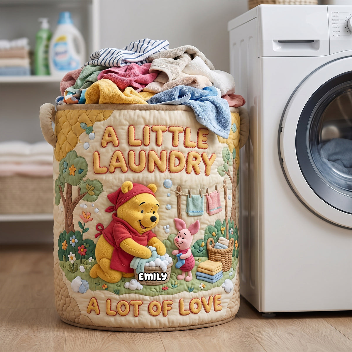 A Little Laundry A Lot Of Love - Personalized Quilted Laundry Basket Gift