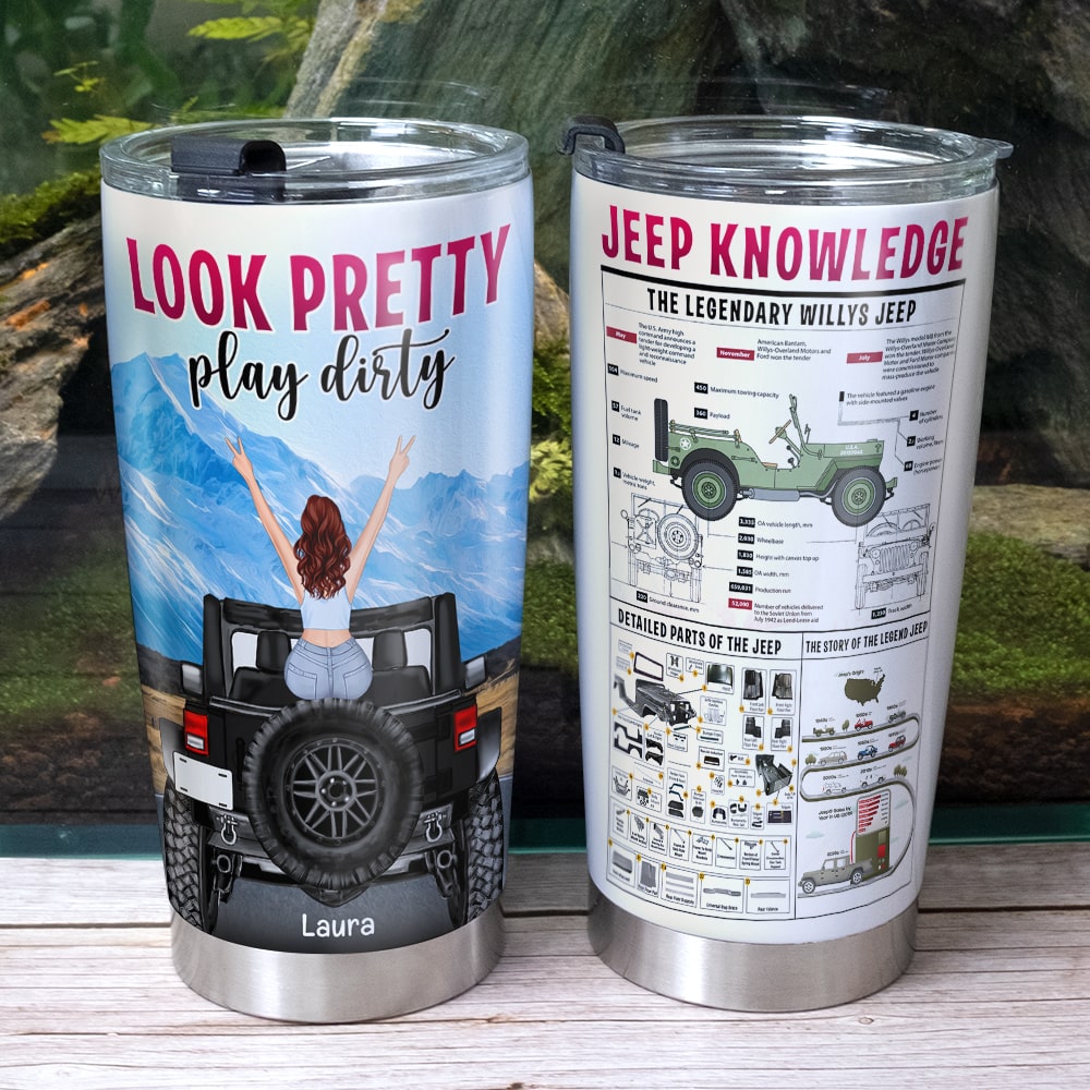 Personalized Jeep Adventure Tumbler - Look Pretty Play Dirty