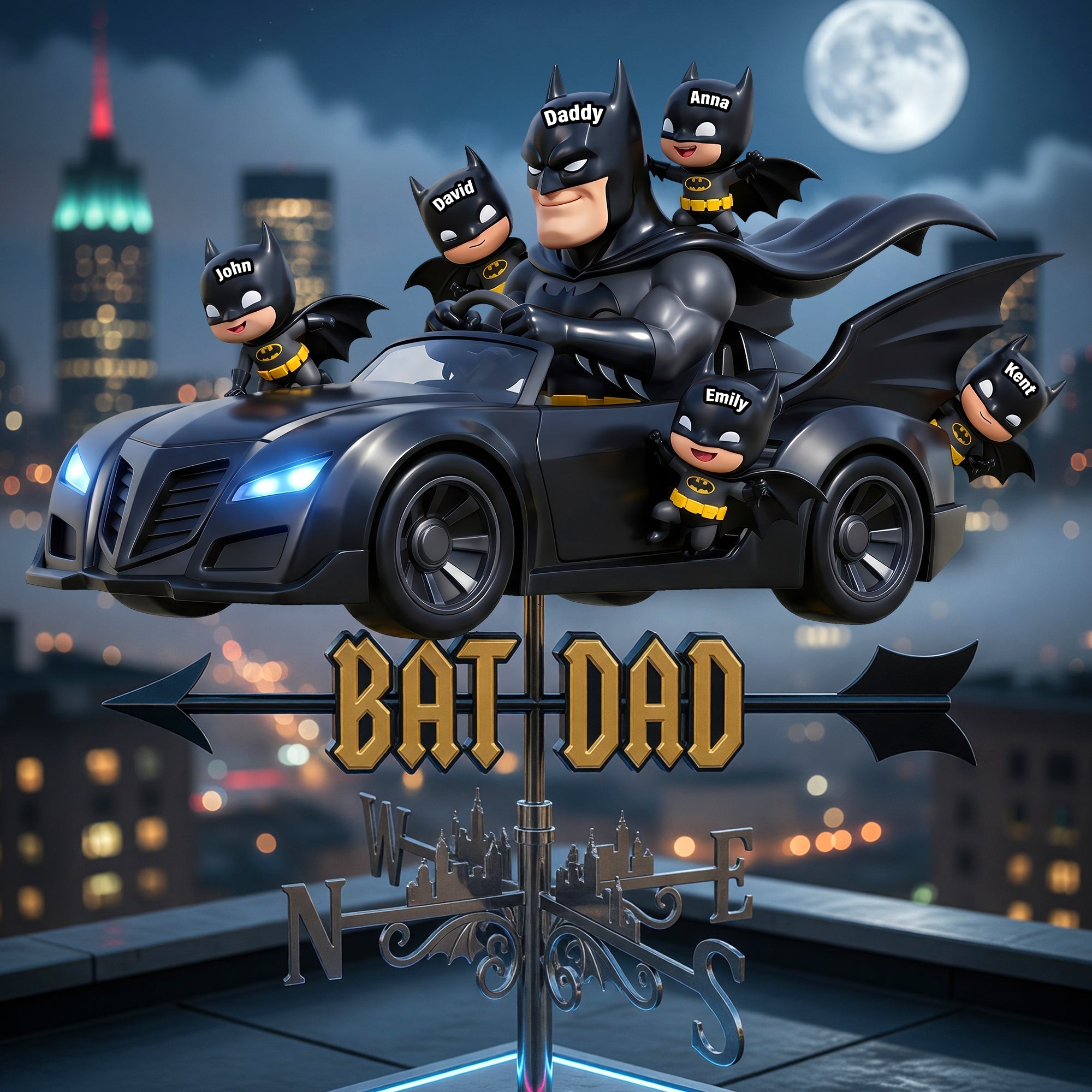 “Every Dad is a Superhero” - Night Guardian Dad Weather Vane - Personalized Gifts For Dads Metal Signs PopCulturePrints