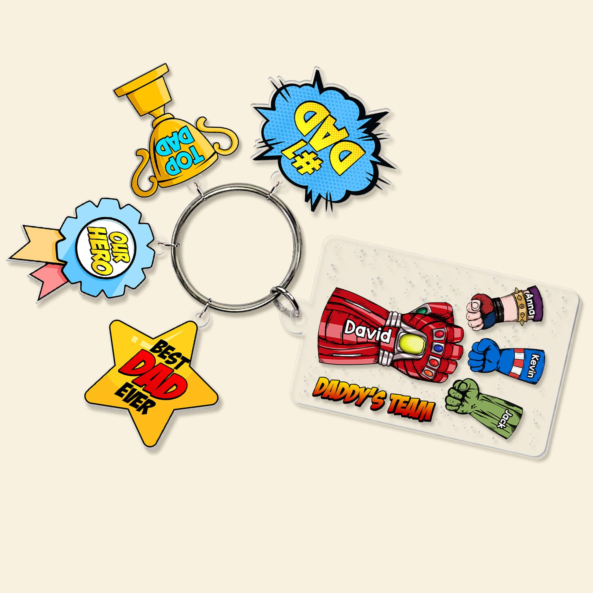 Super Dad Personalized Keychain Gift for Father's Day Keychains PopCulturePrints