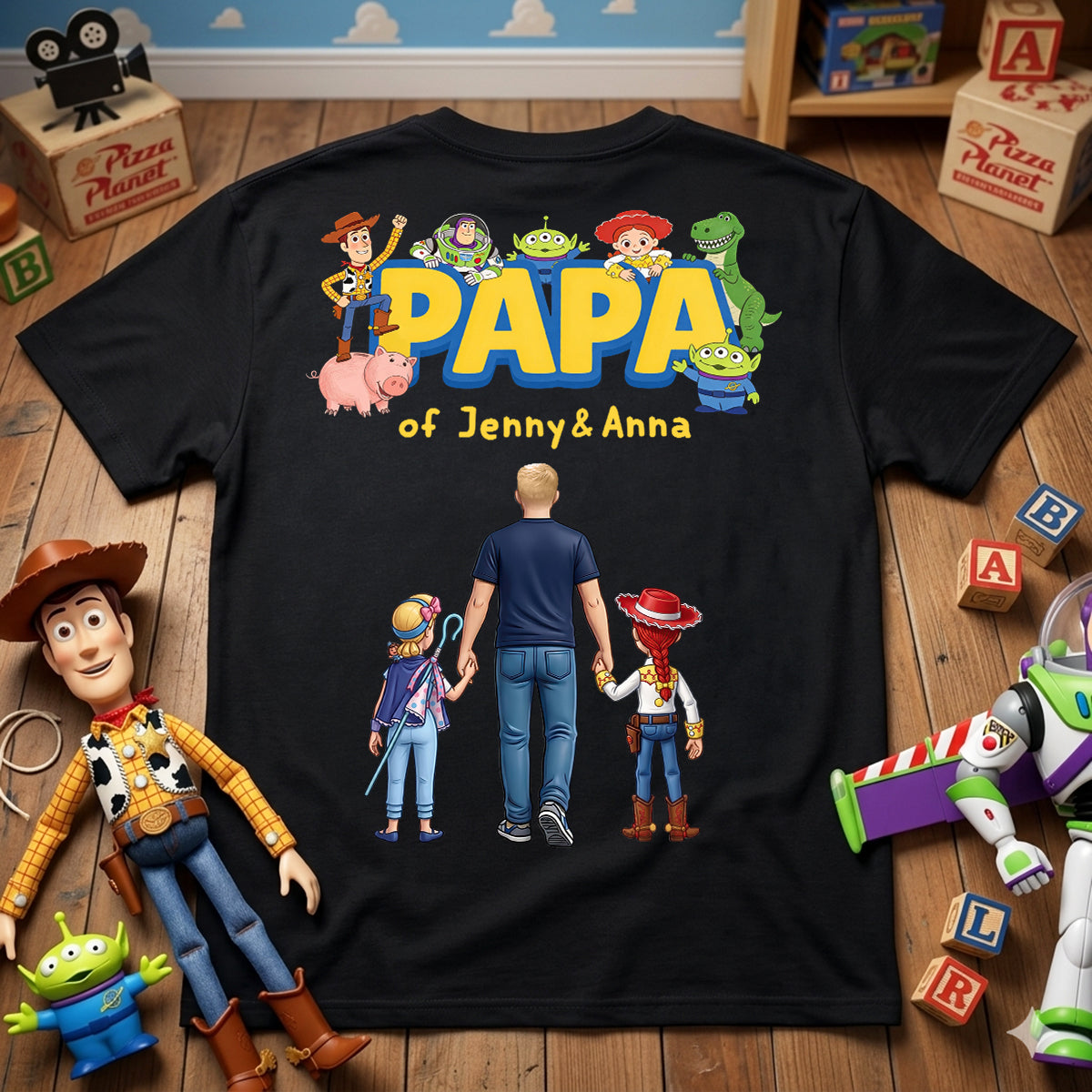 “Dad of Lucas & Robert” - Personalized Dad and Kids Memory Shirt - Perfect Gift for Dad and Grandpa Shirts PopCulturePrints