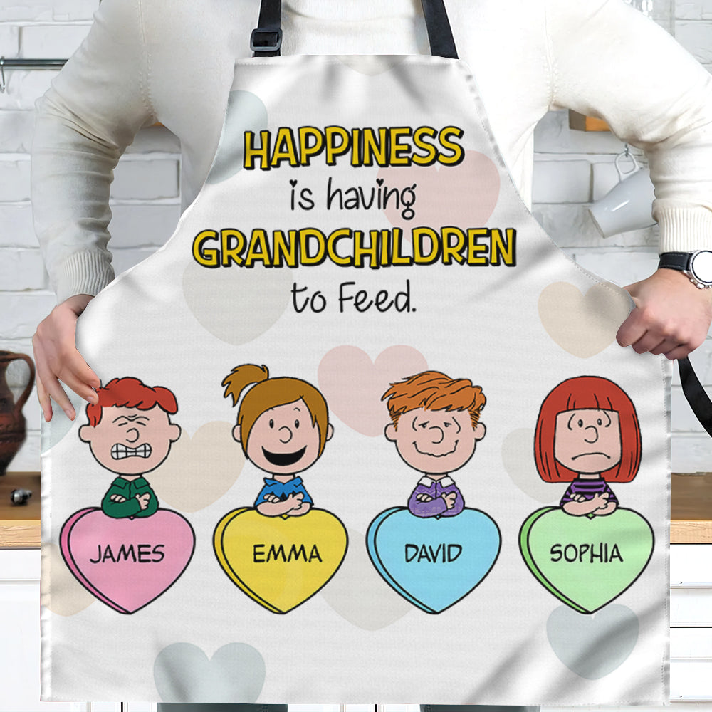 Personalized Grandma Aprons - Happiness Is Having Grandchildren To Feed