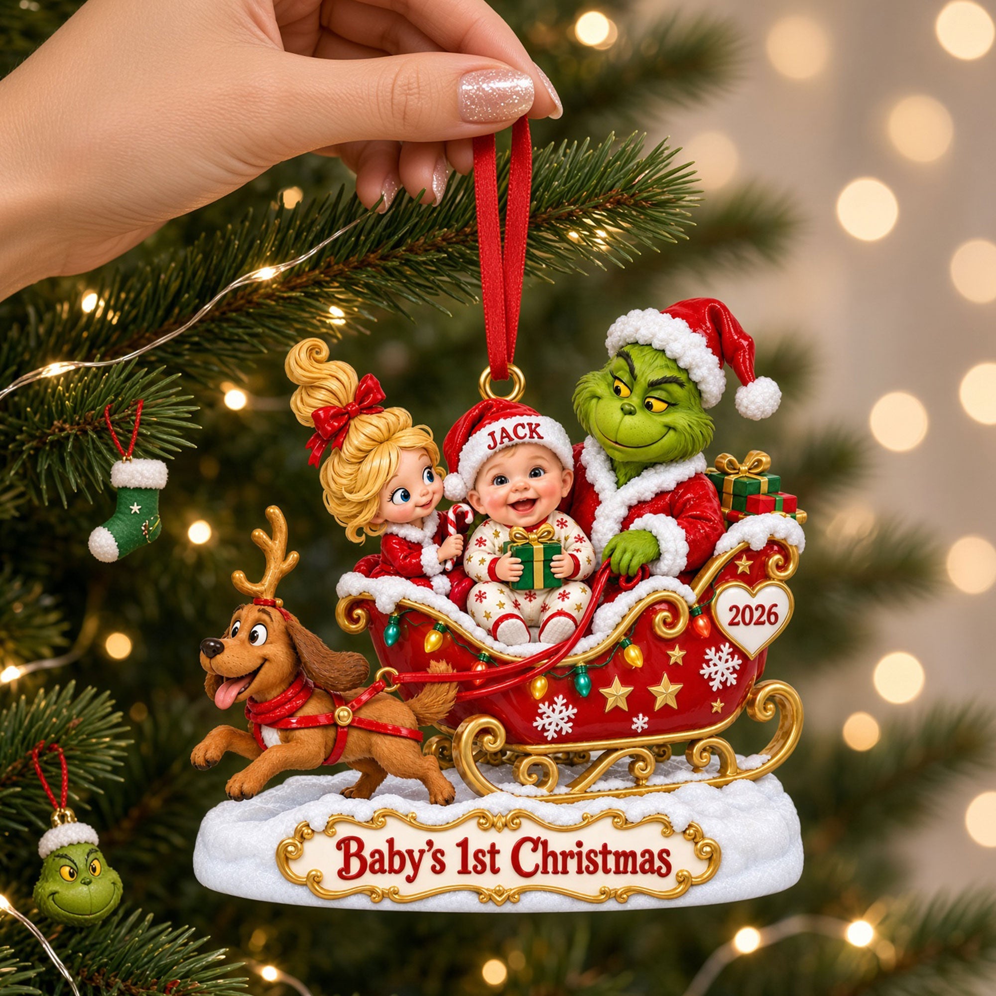 Celebrate Baby's First Christmas - Personalized Ornament Ornament PopCulturePrints