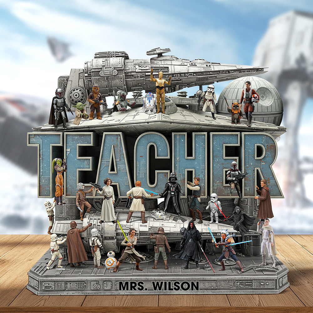 Best Teacher In The Galaxy - Personalized Teacher Acrylic Plaque Shaped Plaques PopCulturePrints